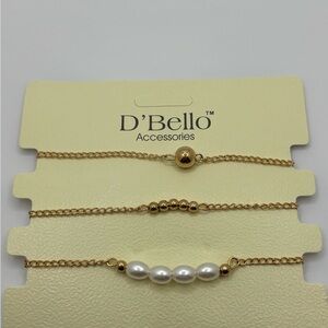 Gold and Pearl Bracelet Set